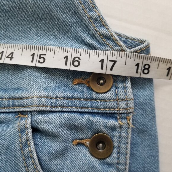 Women's Pride Rainbow Queen Shortall Bib Overalls Denim Light Wash Blue Sz M - Picture 13 of 14